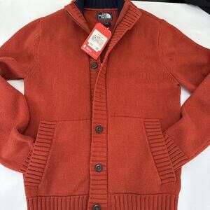 NWT The North Face Mayson Zipper/Button Red Clay Cardigan Mens Sweater Sz Sm